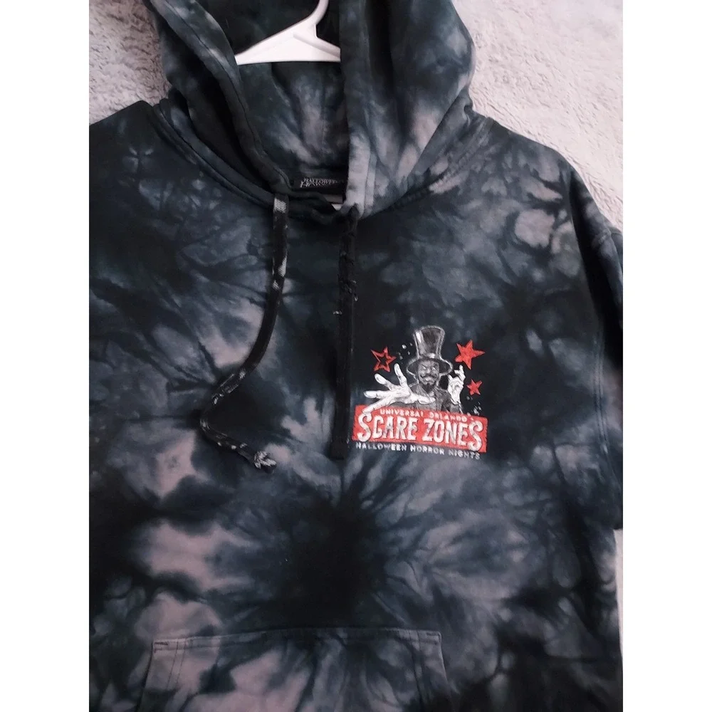 Halloween Horror Nights Hoodie Mens Medium Universal Studios Scare Zones Tie Dye - Picture 6 of 9